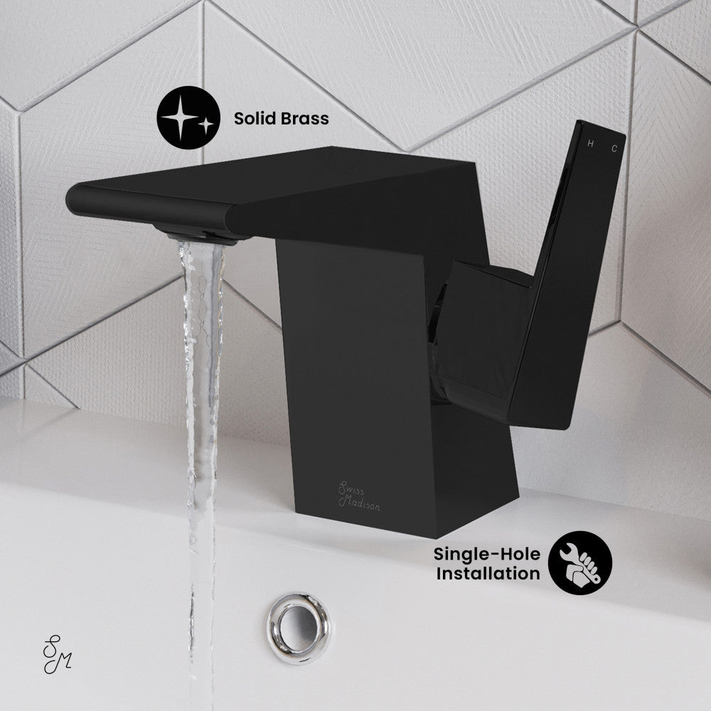 Swiss Madison Carre Single Hole, Single-Handle, Bathroom Faucet in Matte Black