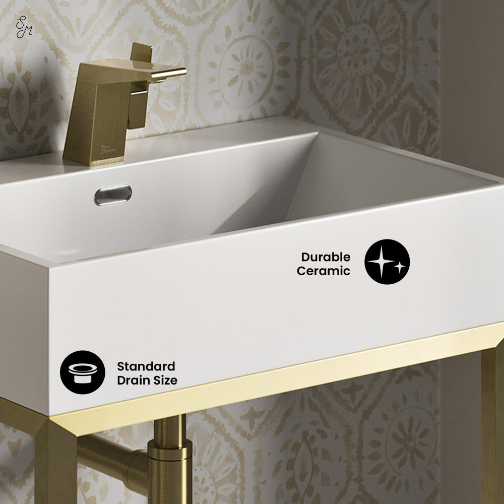 Swiss Madison Concorde 24" Rectangle Console Sink with Brushed Gold Legs