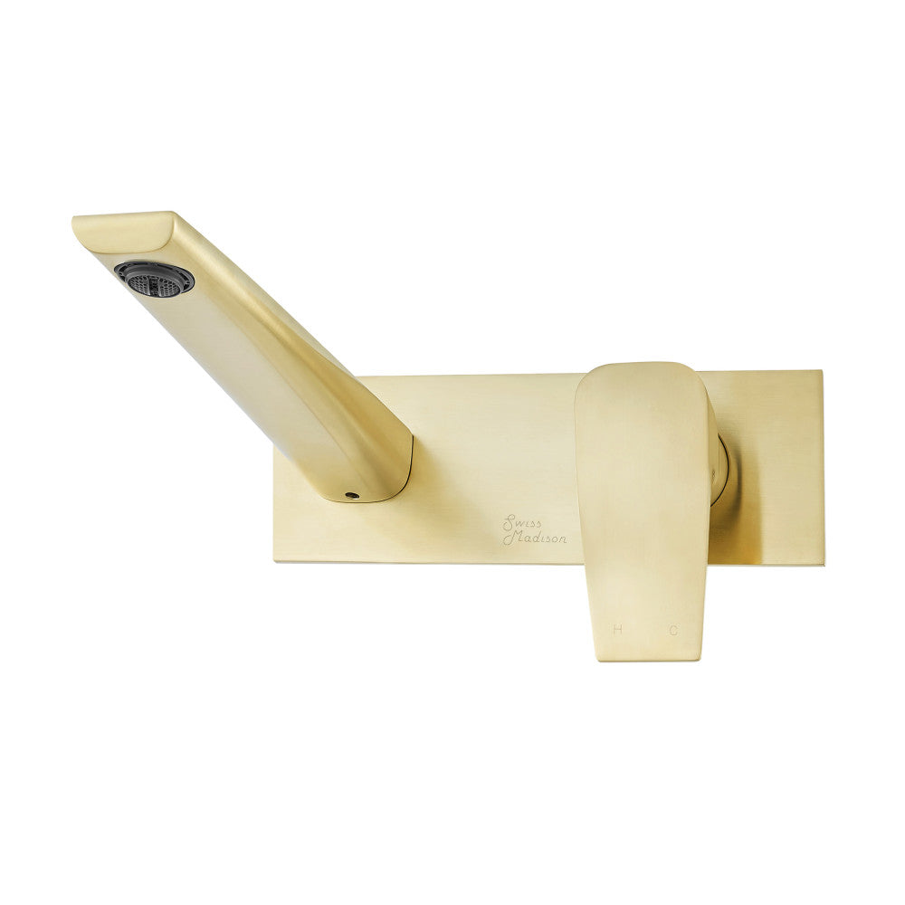 Swiss Madison Monaco Single-Handle, Wall-Mount, Bathroom Faucet in Brushed Gold