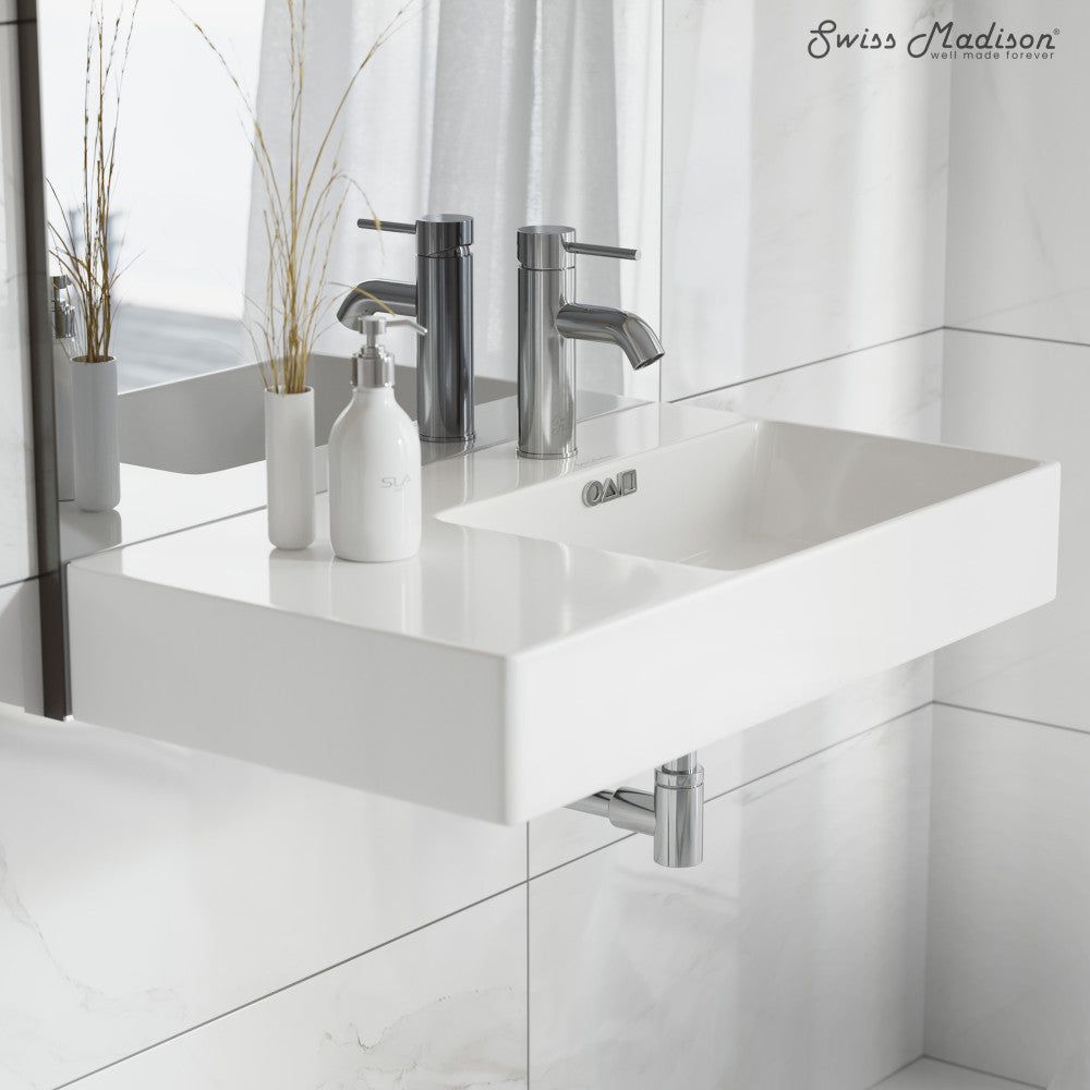 Swiss Madison St. Tropez 30" Rectangle Wall-Mounted Sink with Right Side Faucet Mount