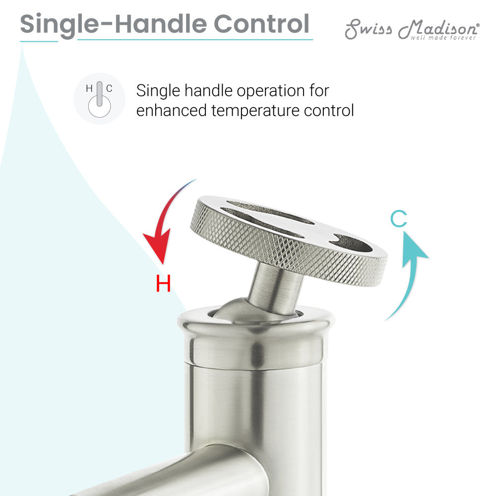 Swiss Madison Avallon Single Hole, Single-Handle Wheel, High Arc Bathroom Faucet in Brushed Nickel