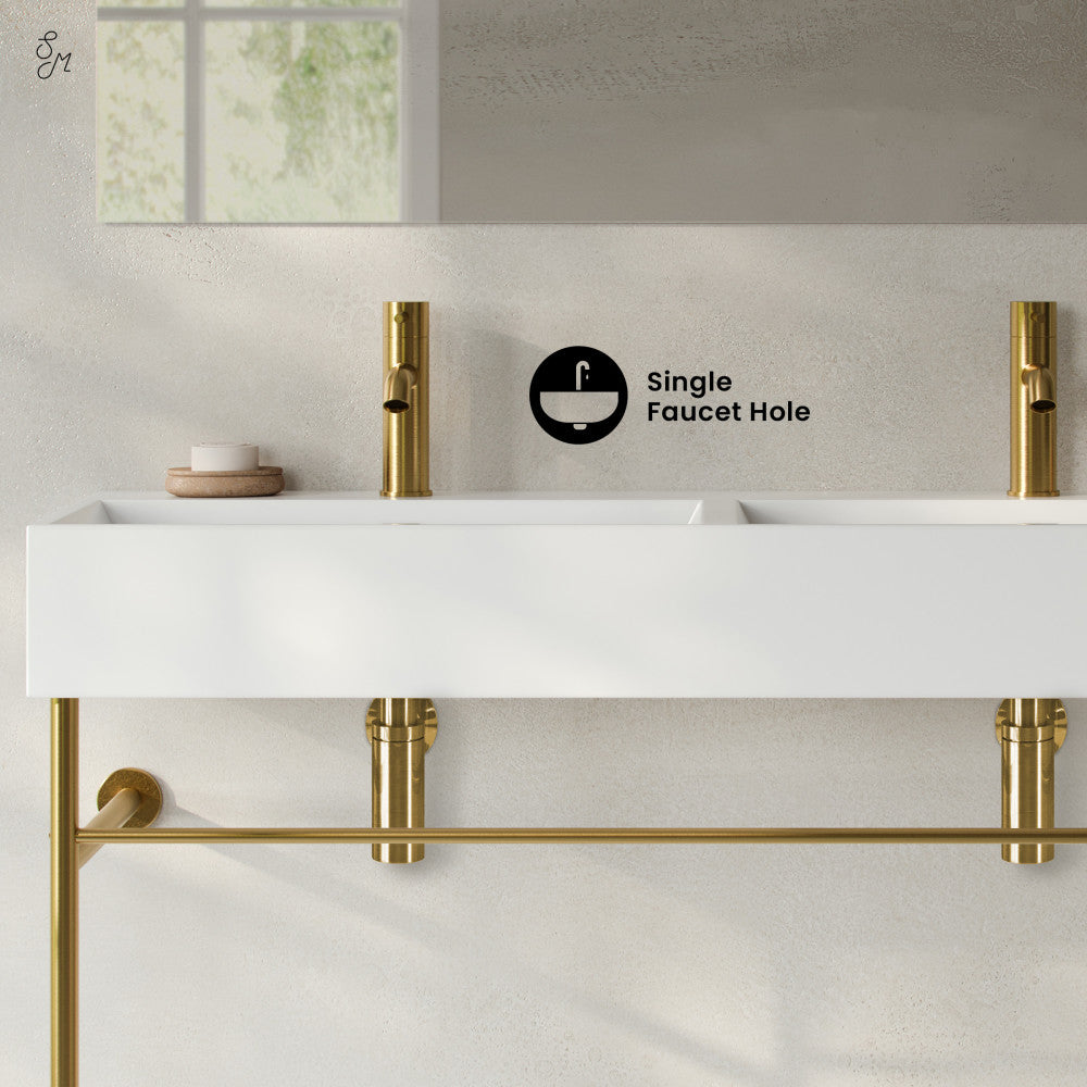 Swiss Madison Claire 48" Double Basin Console Sink with Brushed Gold Legs