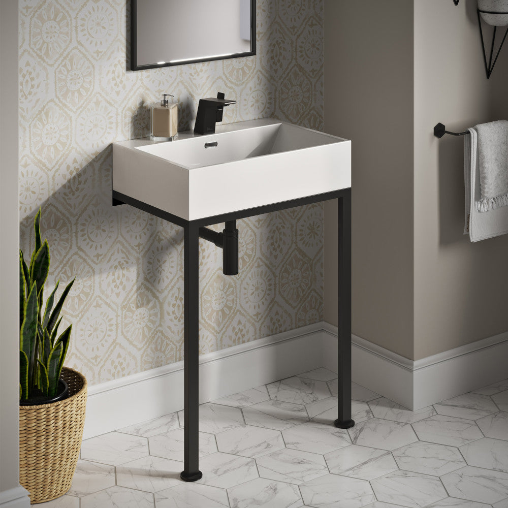 Swiss Madison Concorde 24" Rectangle Console Sink with Matte Black Legs