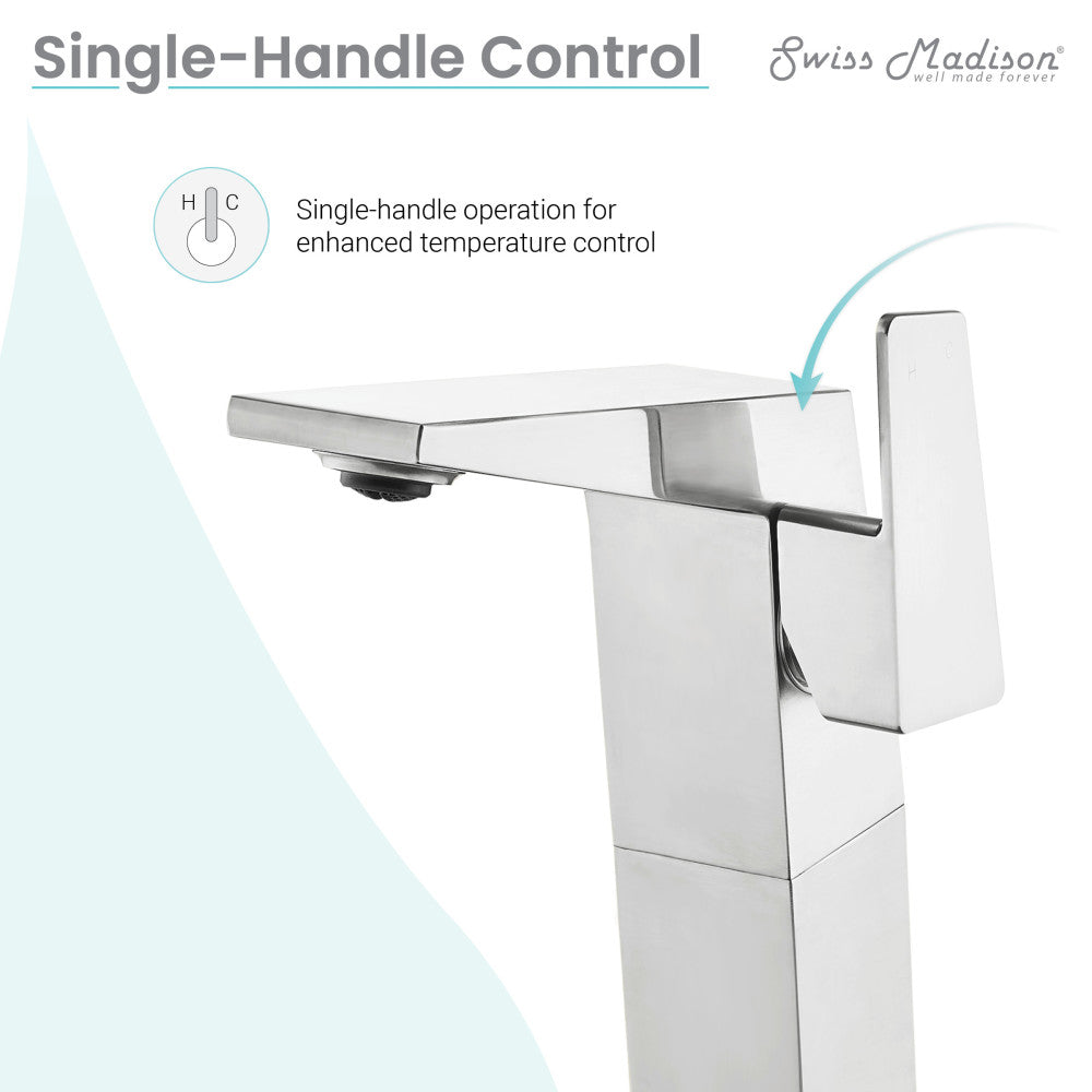 Swiss Madison Carre Single Hole, Single-Handle, High Arc Bathroom Faucet in Chrome