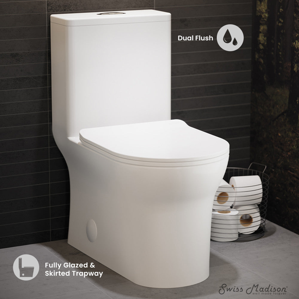 Swiss Madison Burdon One-Piece Elongated Toilet Vortex Dual-Flush 1.1/1.6 gpf
