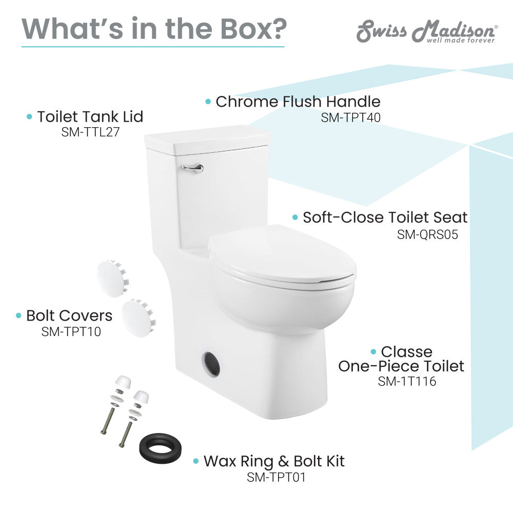 Swiss Madison Classe One-Piece Toilet with Front Flush Handle 1.28 gpf