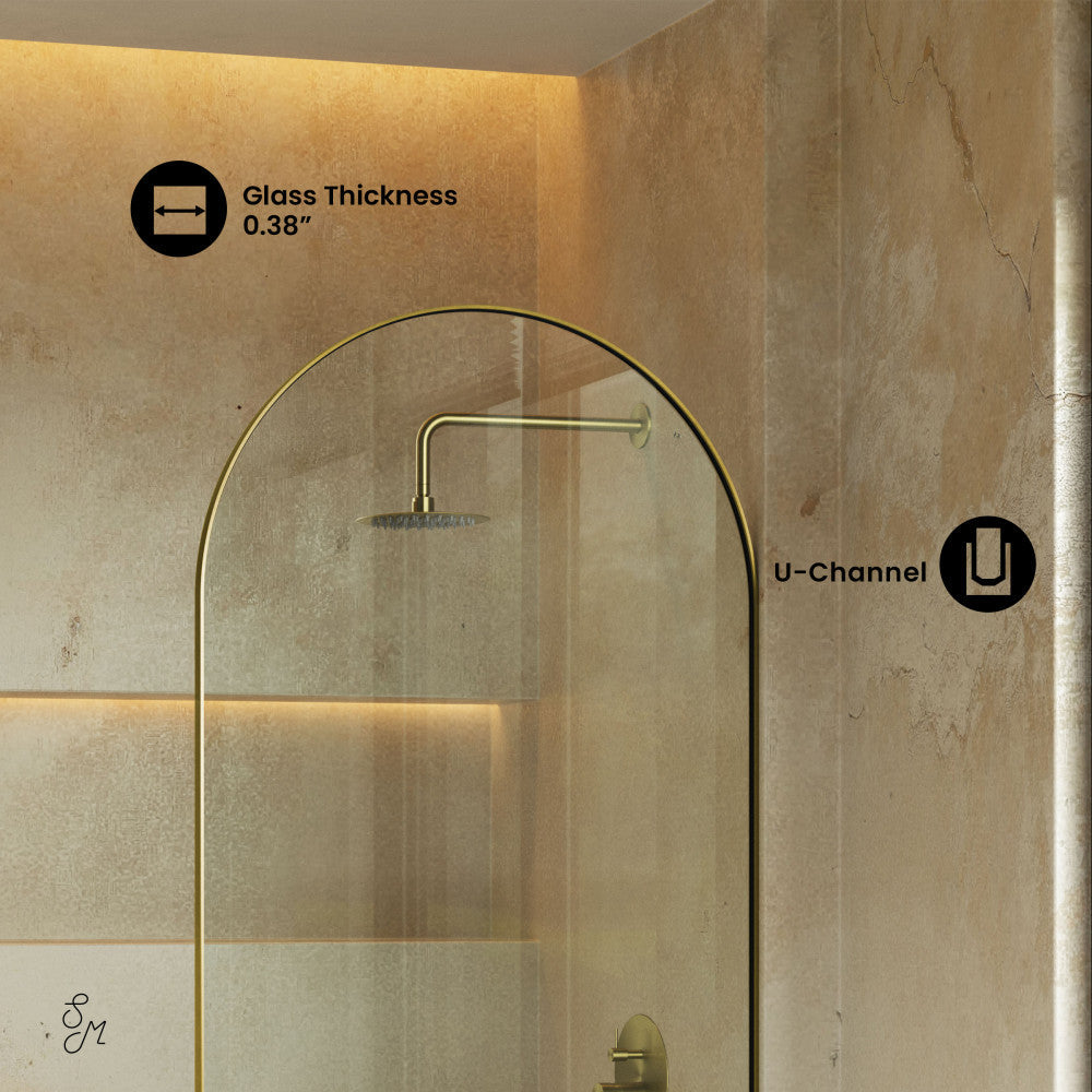Swiss Madison Voltaire 24 x 58 Framed Fixed 3/8 in. (10mm) Clear Tempered Glass Tub Door with Brushed Gold Frame