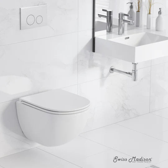 Swiss Madison Swiss Madison Well Made Forever SM-WK449-01W - St. Tropez Wall Hung Toilet Bundle, Glossy White