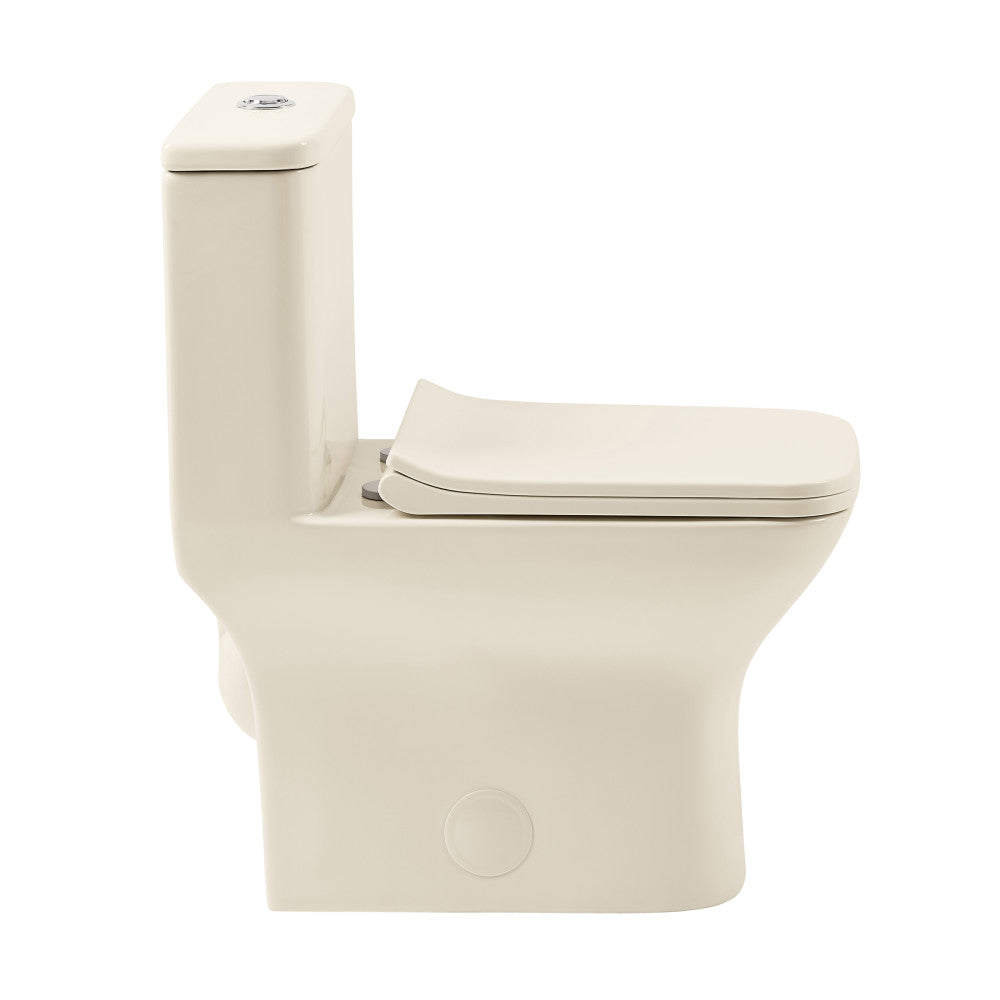Swiss Madison Carre One Piece Square Toilet Dual Flush 1.1/1.6 gpf in Bisque