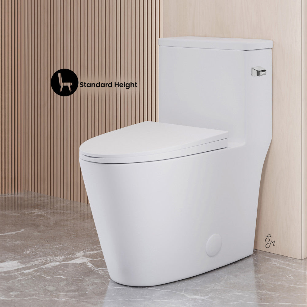 Swiss Madison Dreux One-Piece 12" Rough-in 1.28 GPF Right Flush Elongated Toilet in Glossy White