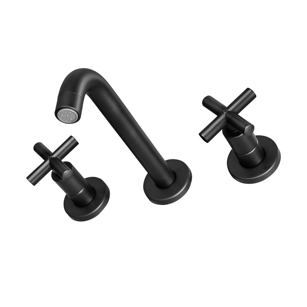 Swiss Madison Ivy 8 in. Widespread Double Cross-Handle Wall Mount Bathroom Faucet in Matte Black