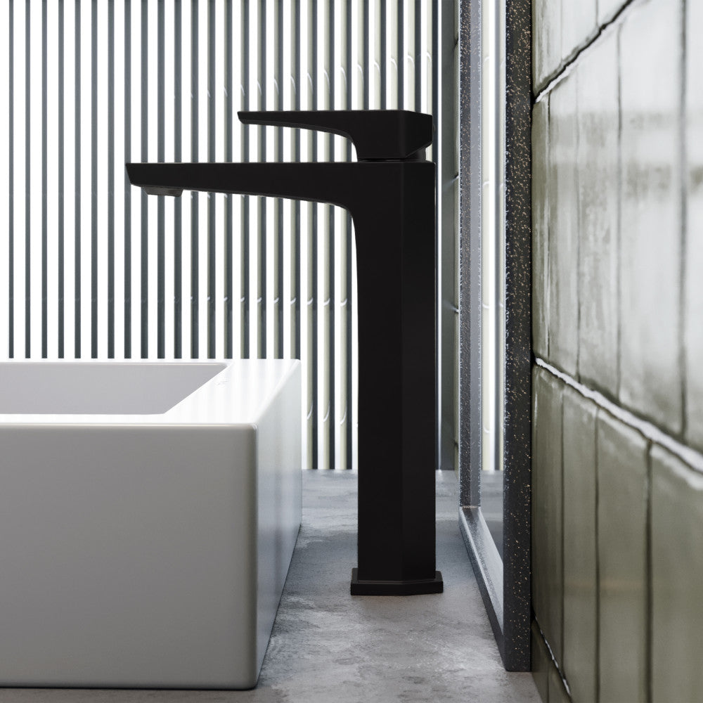 Swiss Madison Voltaire Single Hole, Single-Handle, High Arc Bathroom Faucet in Matte Black