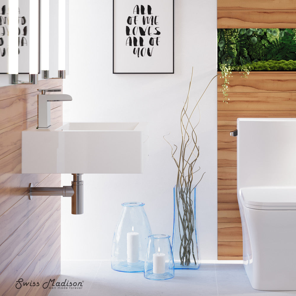Swiss Madison Voltaire 18 Square Ceramic Wall Mount Sink