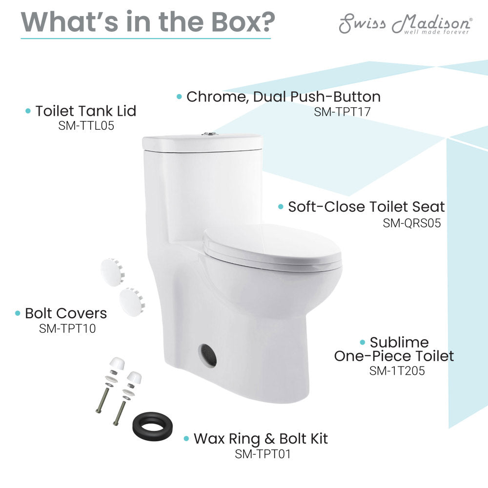 Swiss Madison Sublime One-Piece Elongated Toilet Dual-Flush 1.1/1.6 gpf
