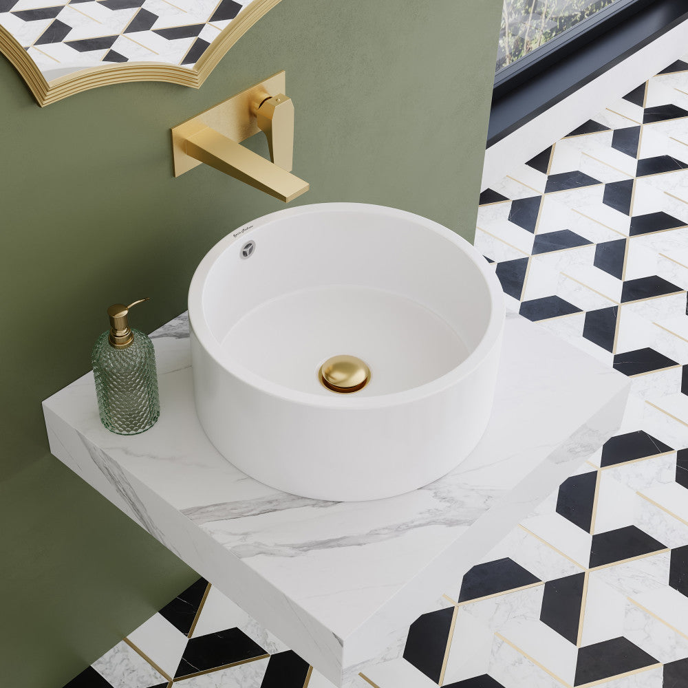 Swiss Madison Monaco 24" Floating Bathroom Shelf with Vessel Sink in White Marble