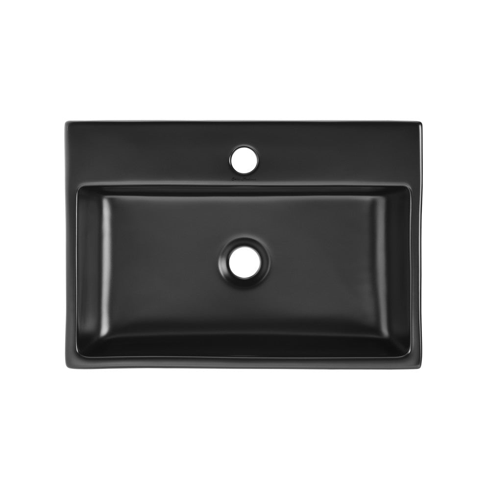 Swiss Madison Claire 20 Rectangle Ceramic Vessel Sink, Matte Black