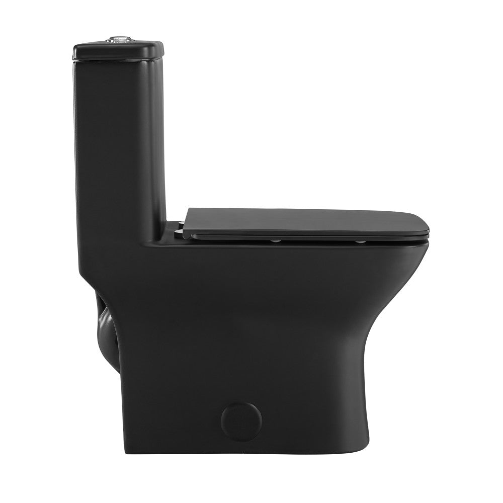 Swiss Madison Carre One Piece Square Toilet Dual Flush 1.1/1.6 gpf with 10" Rough-In, Matte Black