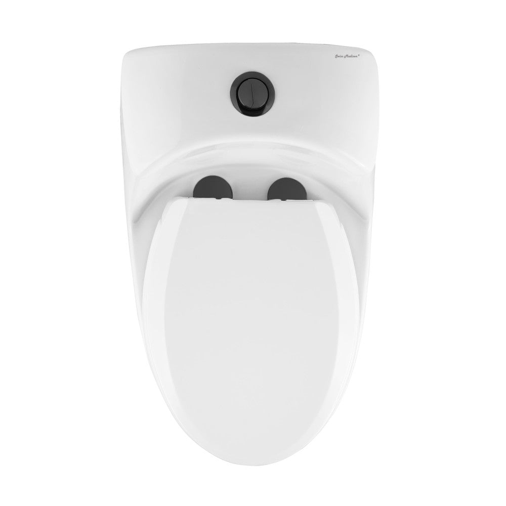 Swiss Madison Chateau One Piece Elongated Toilet Dual Flush, Black Hardware 1.1/1.6 gpf