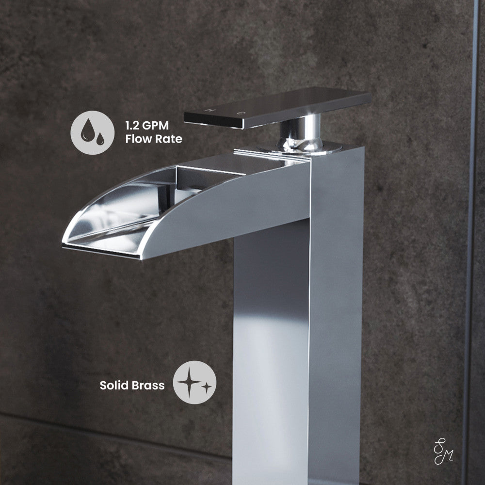 Swiss Madison Concorde Single Hole, Single-Handle, High Arc Waterfall, Bathroom Faucet in Chrome