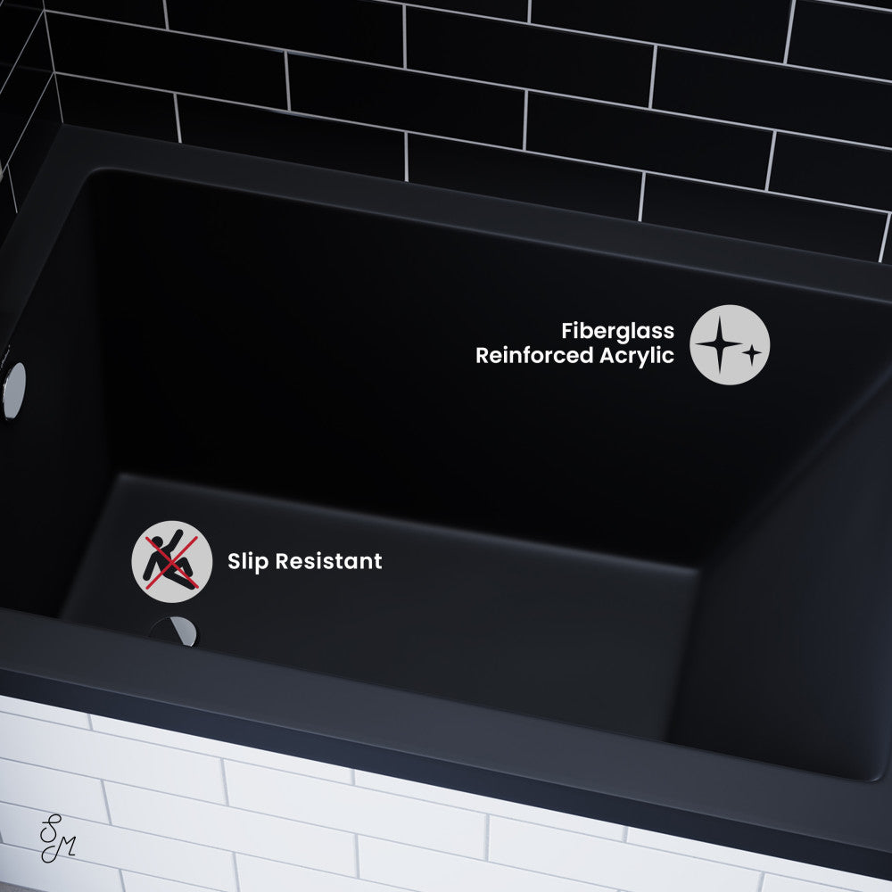 Swiss Madison Voltaire 48" x 32" Left-Hand Drain Alcove Bathtub in Matte Black