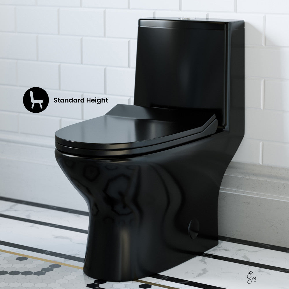Swiss Madison Ivy One Piece Toilet Dual Vortex Flush in Glossy Black 1.1/1.6 gpf