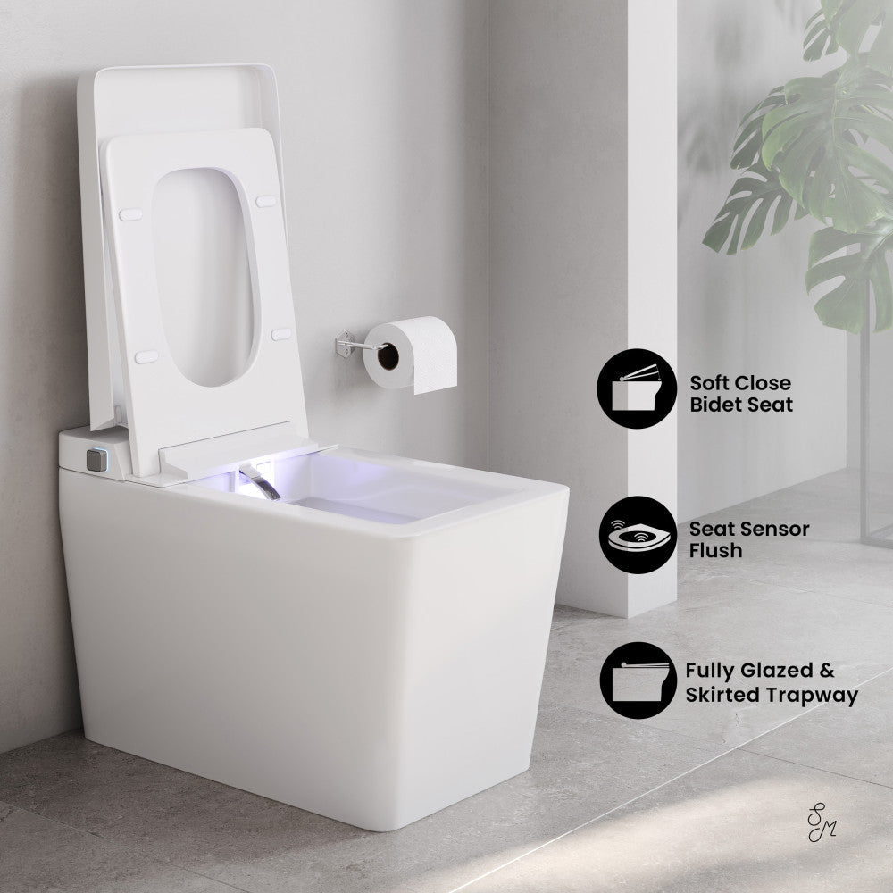 Swiss Madison Concorde Smart One-Piece 1.28 GPF Single Top Flush Toilet in Glossy White