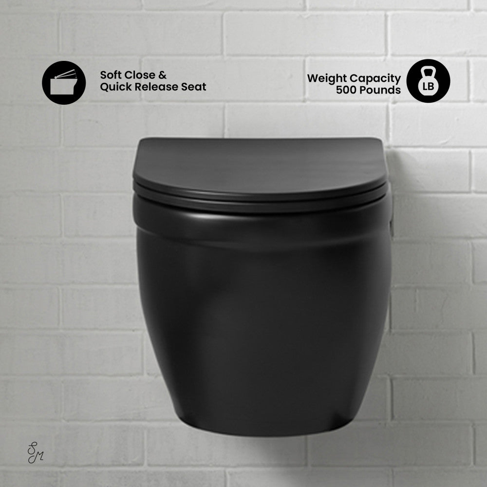 Swiss Madison Ivy Wall-Hung Elongated Toilet Bowl in Matte Black