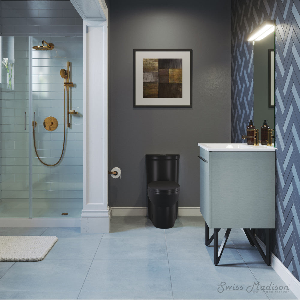 Swiss Madison Sublime One-Piece Elongated Toilet Dual-Flush in Matte Black 1.1/1.6 gpf