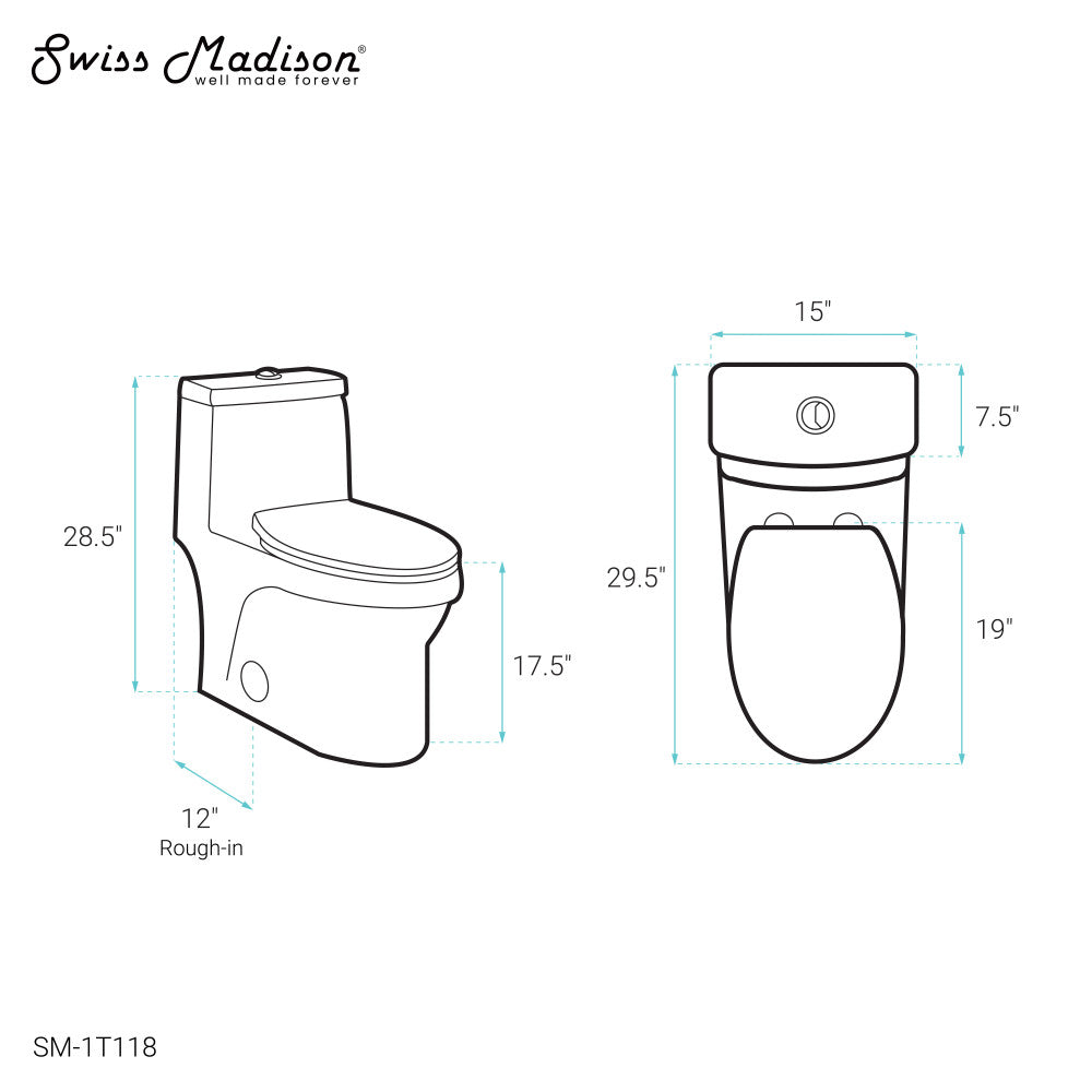 Swiss Madison Virage One-Piece Elongated Toilet Vortex Dual-Flush 1.1/1.6 gpf