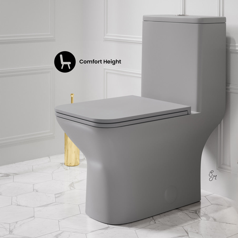 Swiss Madison Carre One-Piece Square Toilet Dual-Flush in Matte Grey1.1/1.6 gpf
