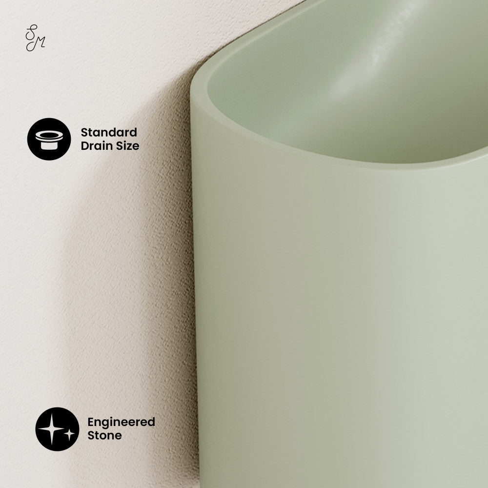 Swiss Madison Terre 18" Right Side Faucet Wall-Mount Bathroom Sink in Palm Green