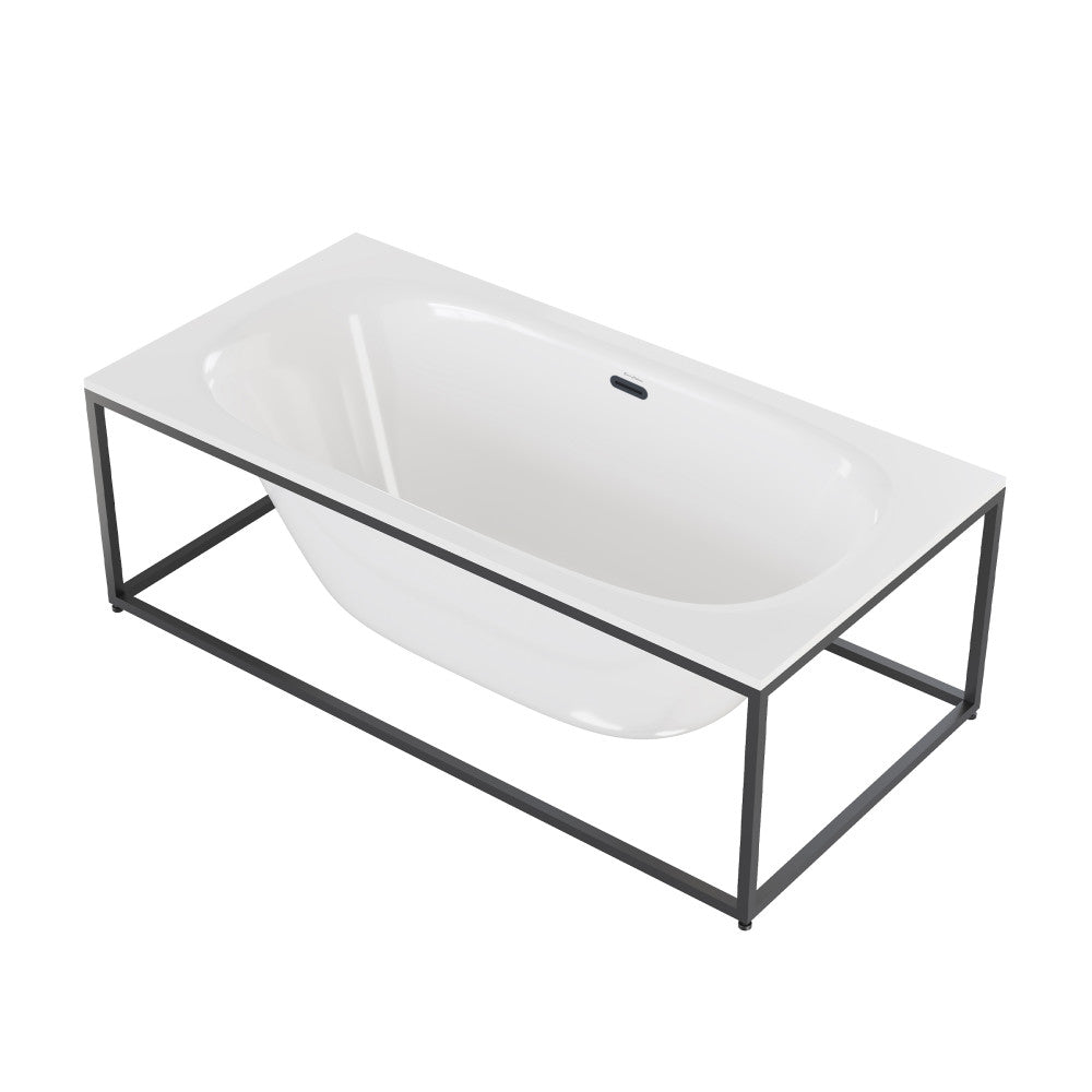 Swiss Madison Pierre 60" Soaking Freestanding Bathtub in Glossy White, Black Frame Included