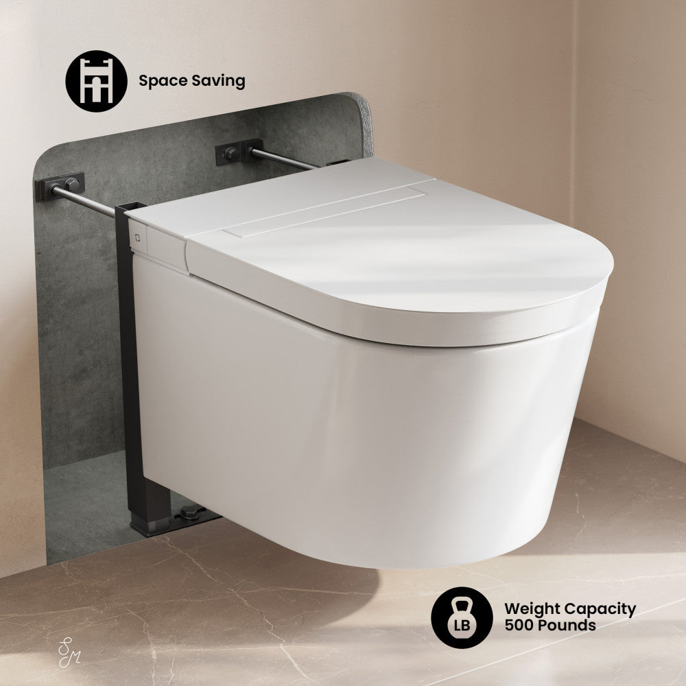Swiss Madison Hugo H Wall-Hung Toilet in Glossy White with Supporting Frame
