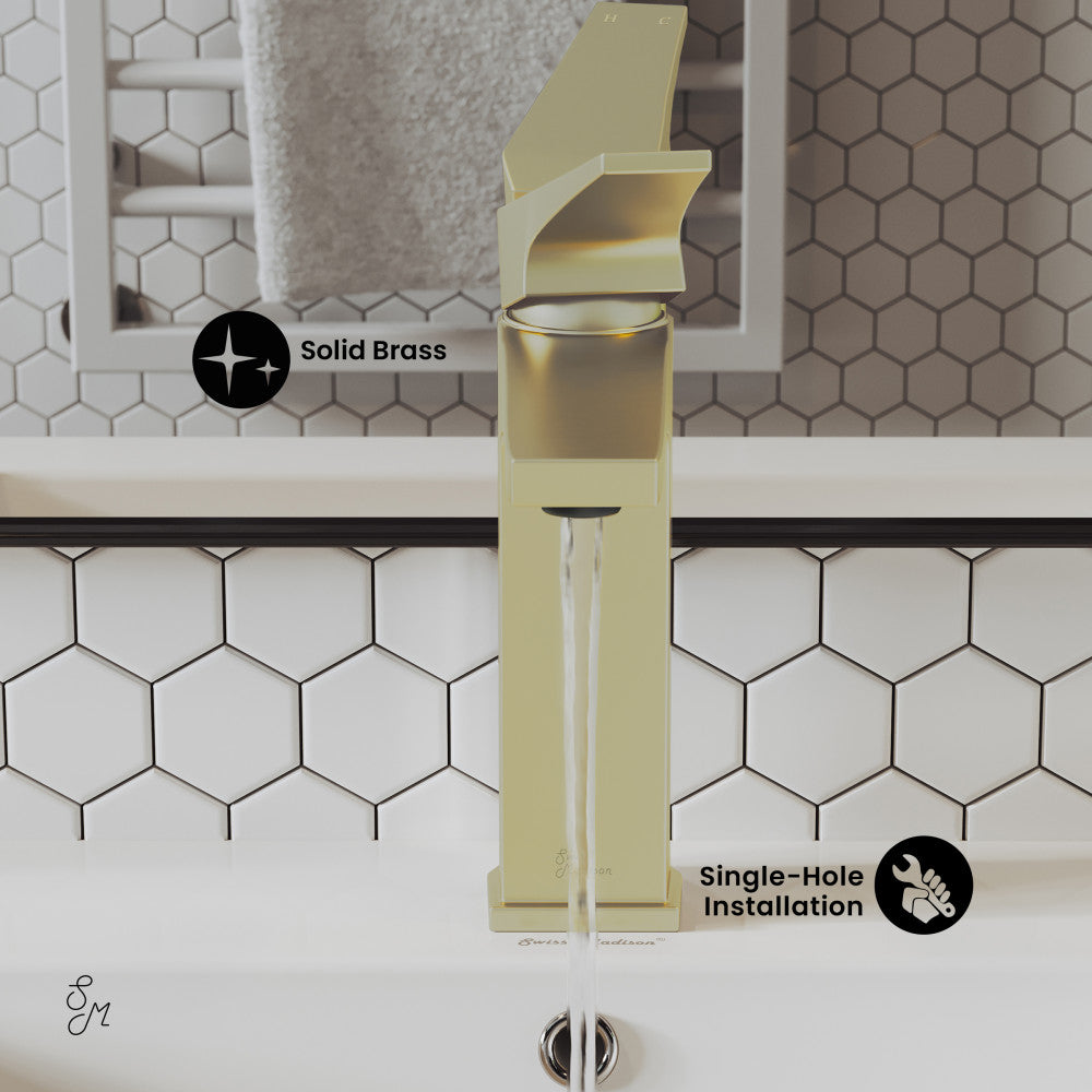 Swiss Madison Voltaire Single Hole, Single-Handle, Bathroom Faucet in Brushed Gold