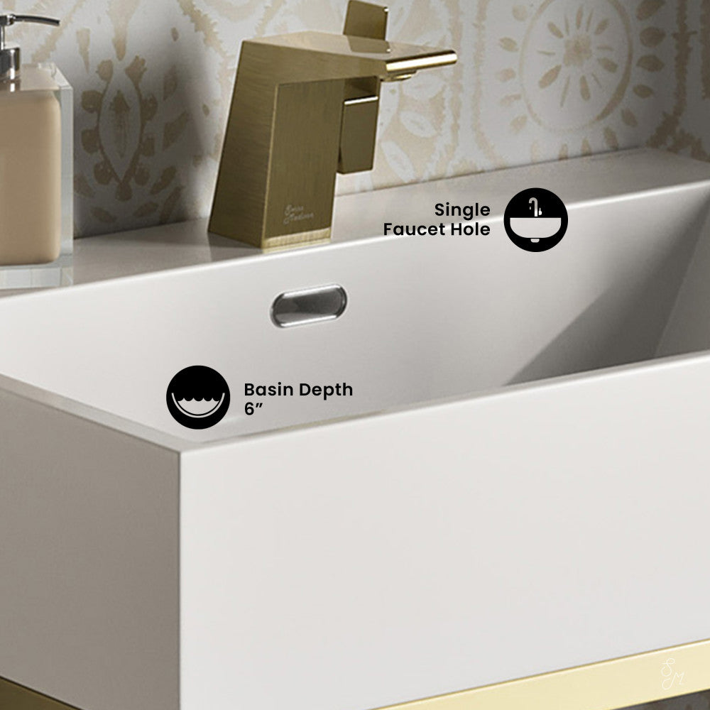 Swiss Madison Concorde 24" Rectangle Console Sink with Brushed Gold Legs