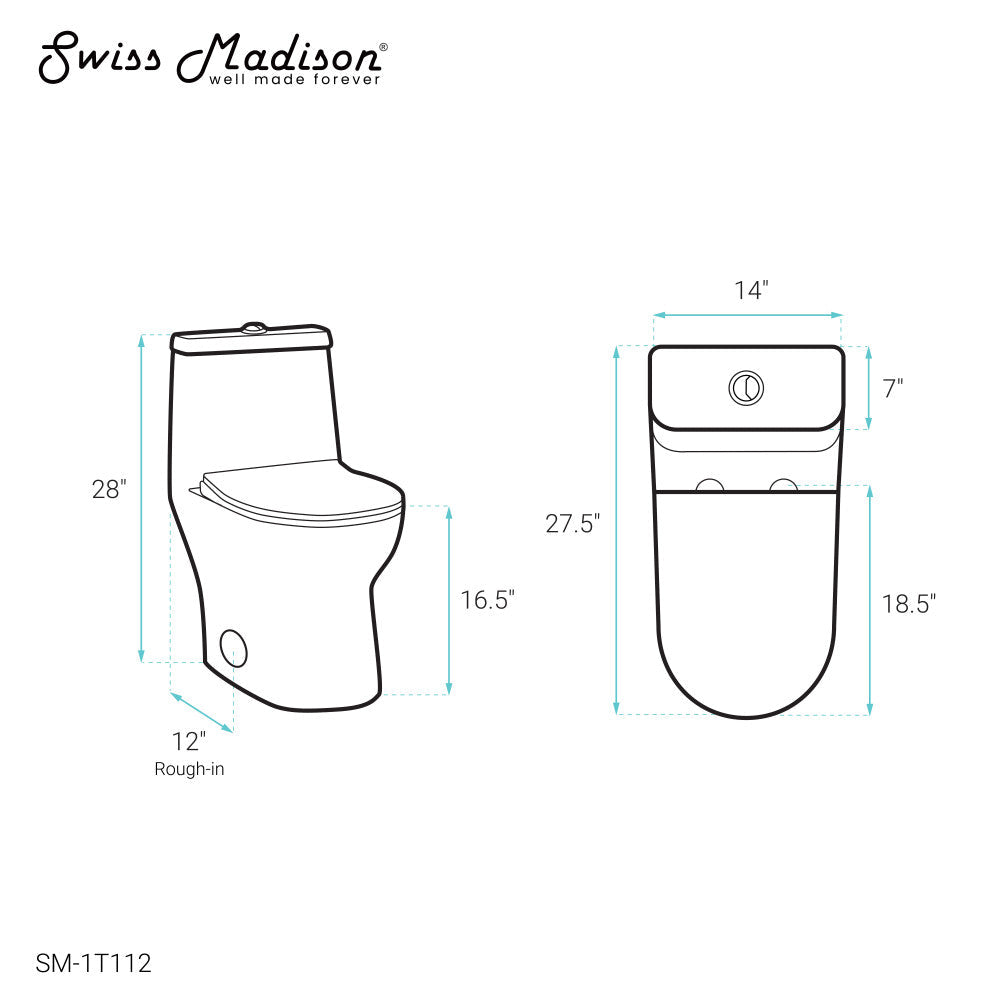 Swiss Madison Ivy One-Piece Elongated Toilet Vortex Dual-Flush 1.1/1.6 gpf