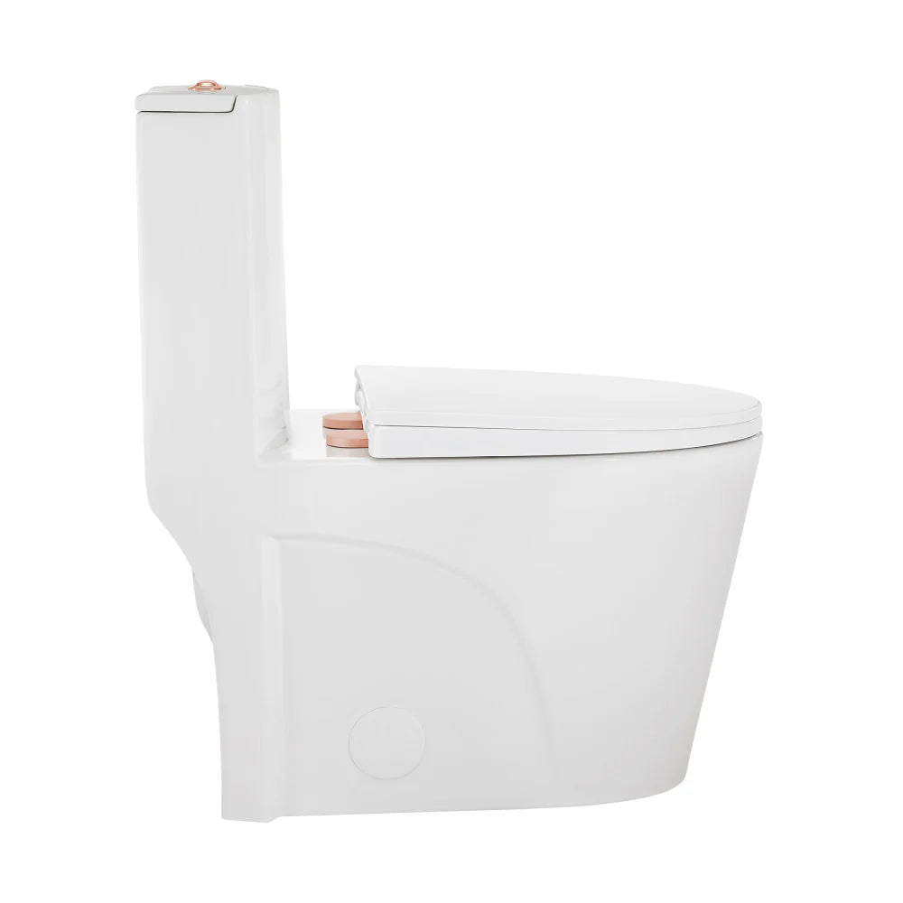 Swiss Madison St. Tropez One Piece Elongated Toilet Dual Vortex™ Flush, Rose Gold Hardware