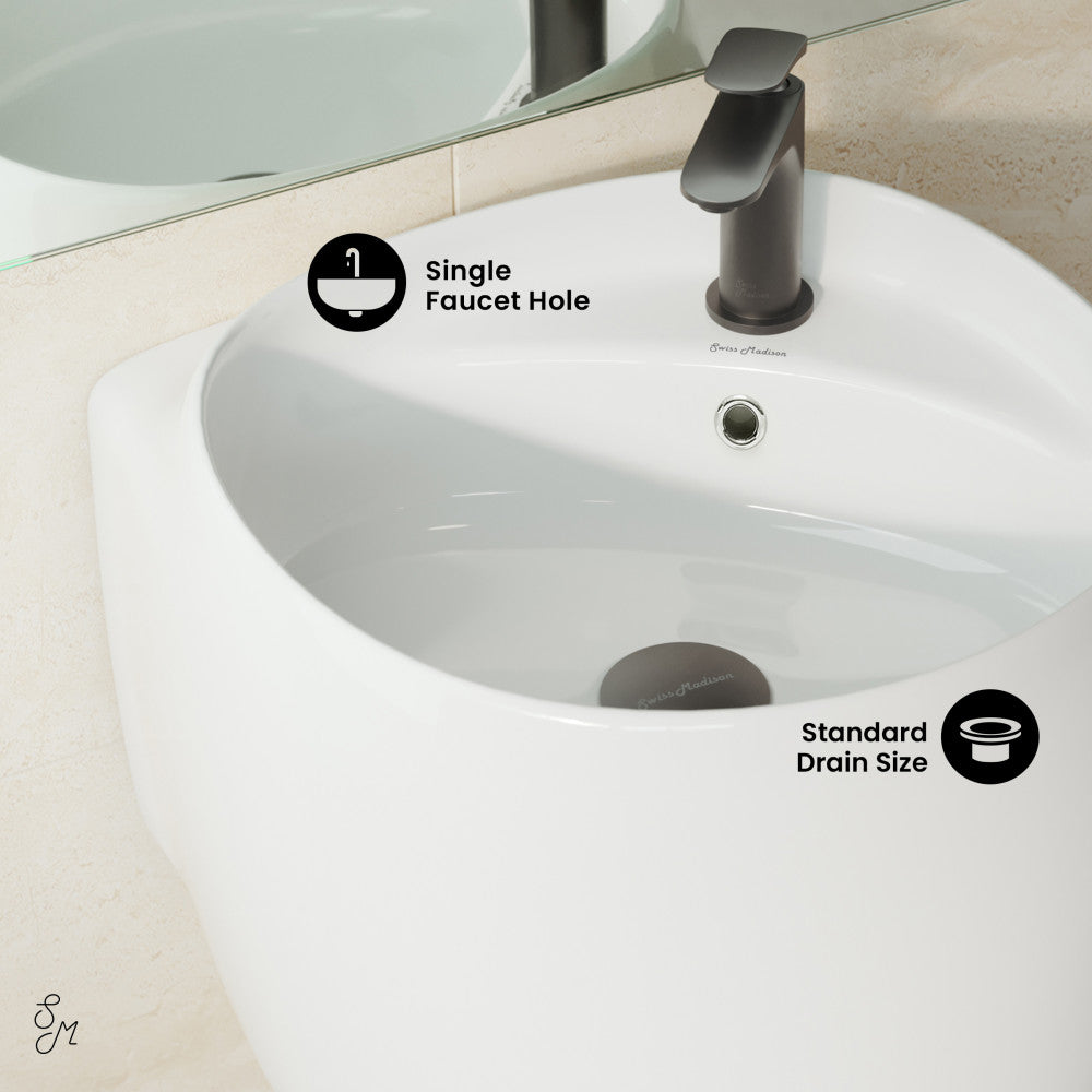 Swiss Madison Ivy 18 in. Ceramic Glossy White Wall Mount Sink