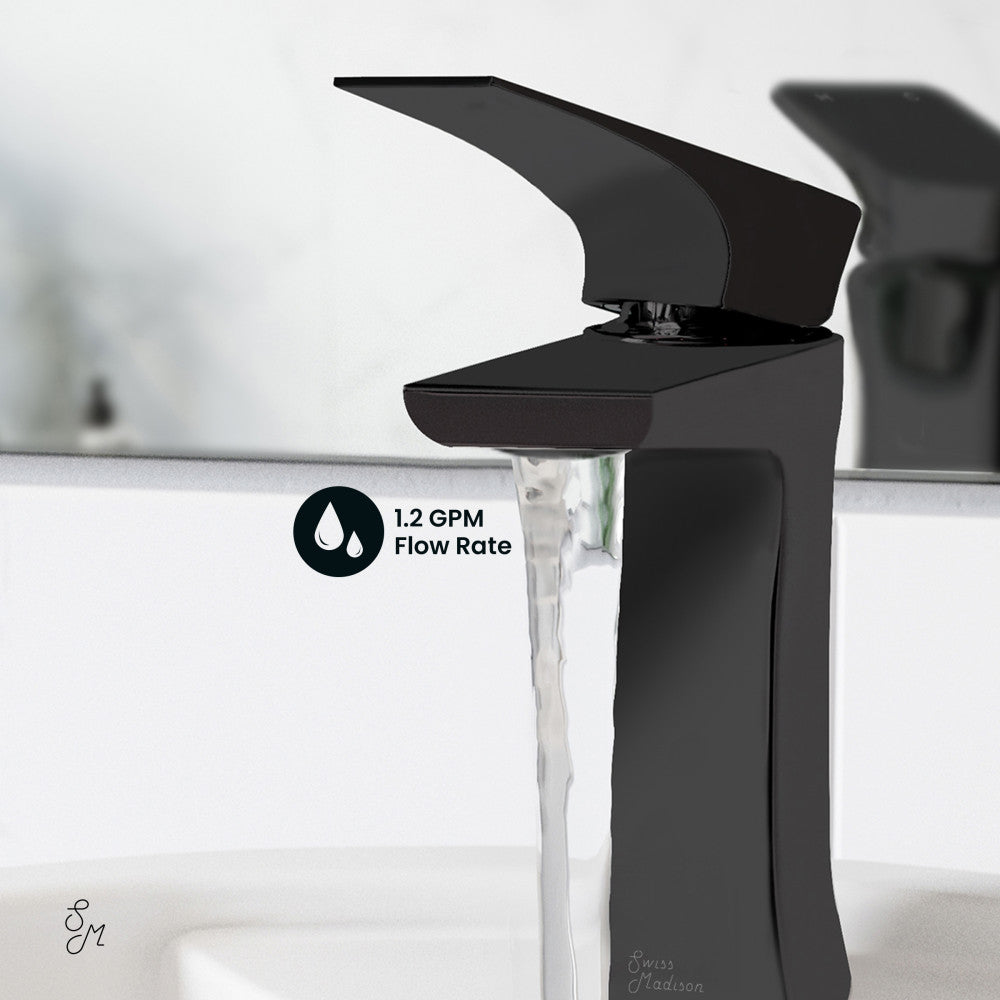 Swiss Madison Monaco Single Hole, Single-Handle, Bathroom Faucet in Matte Black