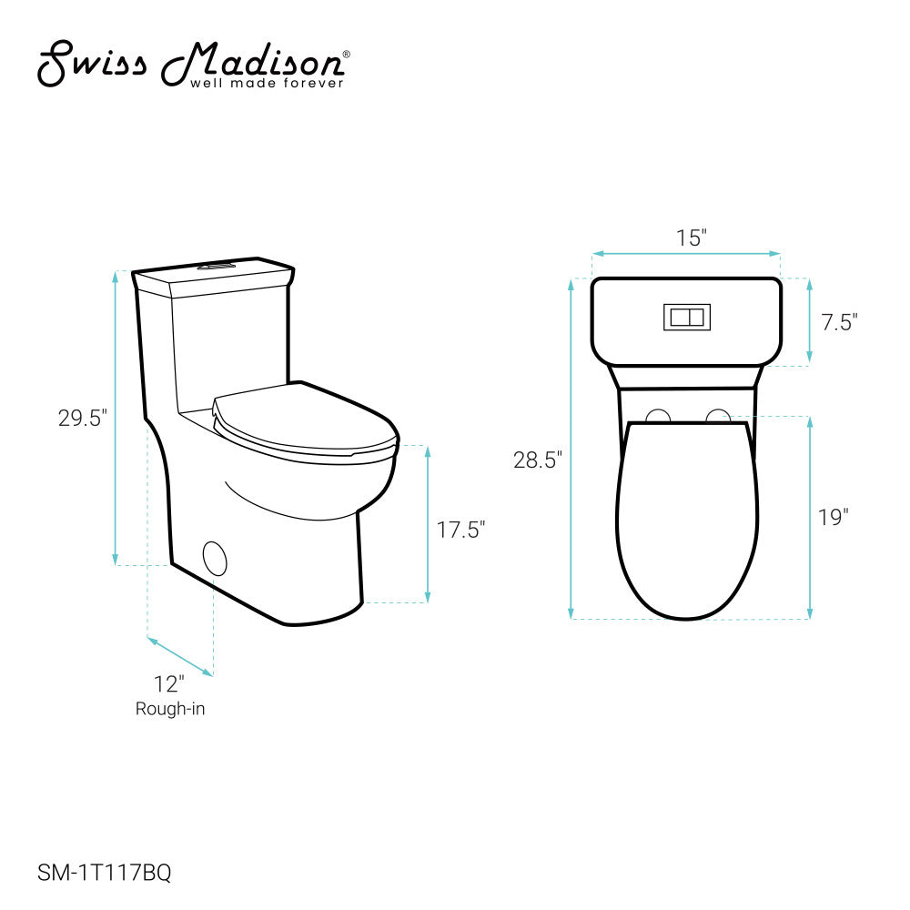 Swiss Madison Classe One-Piece 12" Rough-in 1.1/1.6 GPF Dual Top Flush Elongated Toilet in Glossy Bisque