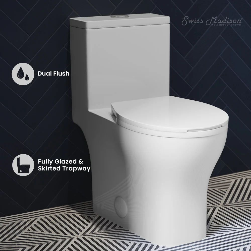 Swiss Madison Sublime III One-Piece Round Toilet Vortex™ Dual-Flush 0.95/1.26 gpf
