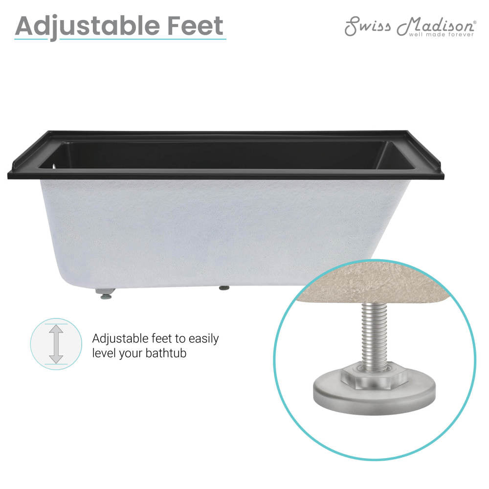 Swiss Madison Voltaire 60" x 30" Left-Hand Drain Alcove Bathtub in Matte Black