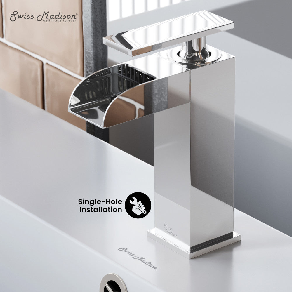 Swiss Madison Concorde Single Hole, Single-Handle, Waterfall Bathroom Faucet in Chrome