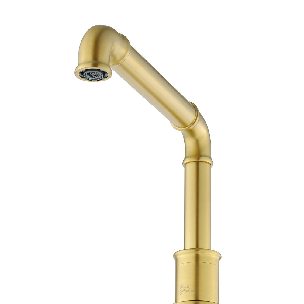 Swiss Madison Avallon 8 in. Widespread, Sleek Handle, Bathroom Faucet in Brushed Gold