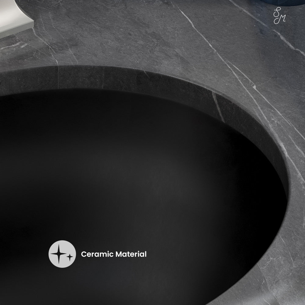 Swiss Madison Monaco 19" Ceramic Undermount Bathroom Sink in Matte Black
