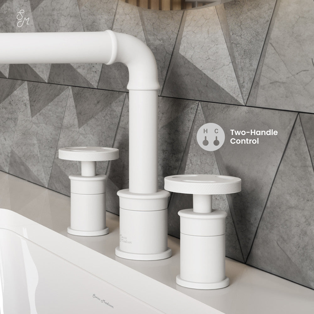 Swiss Madison Avallon 8 in. Widespread, 2-Handle Wheel, Bathroom Faucet in Matte White