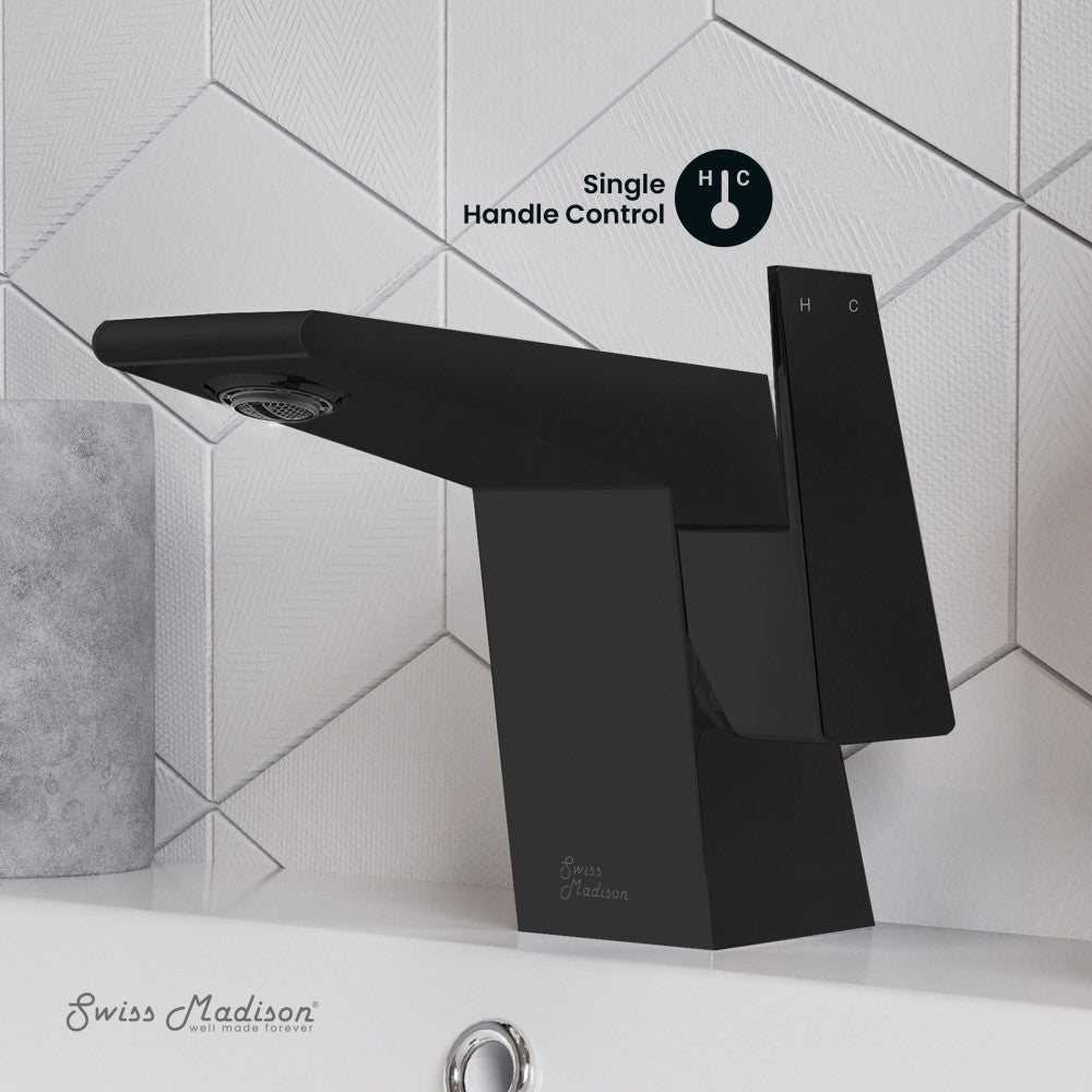 Swiss Madison Carre Single Hole, Single-Handle, Bathroom Faucet in Matte Black