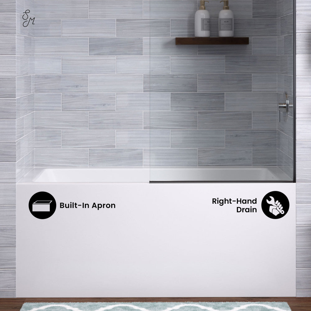 Swiss Madison Voltaire 54 x 30 Skirted Right Drain Soaking Alcove Bathtub in Glossy White