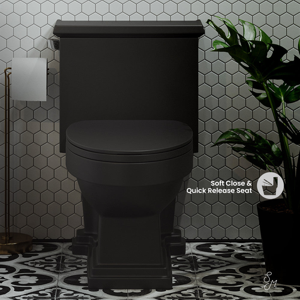Swiss Madison Voltaire One-Piece Elongated Toilet Left Side Flush Handle 1.28 gpf in Matte Black
