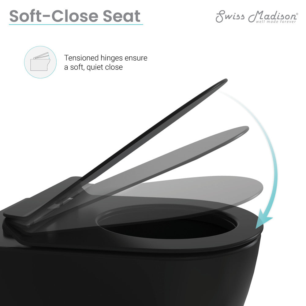 Swiss Madison Ivy Wall-Hung Elongated Toilet Bowl in Matte Black